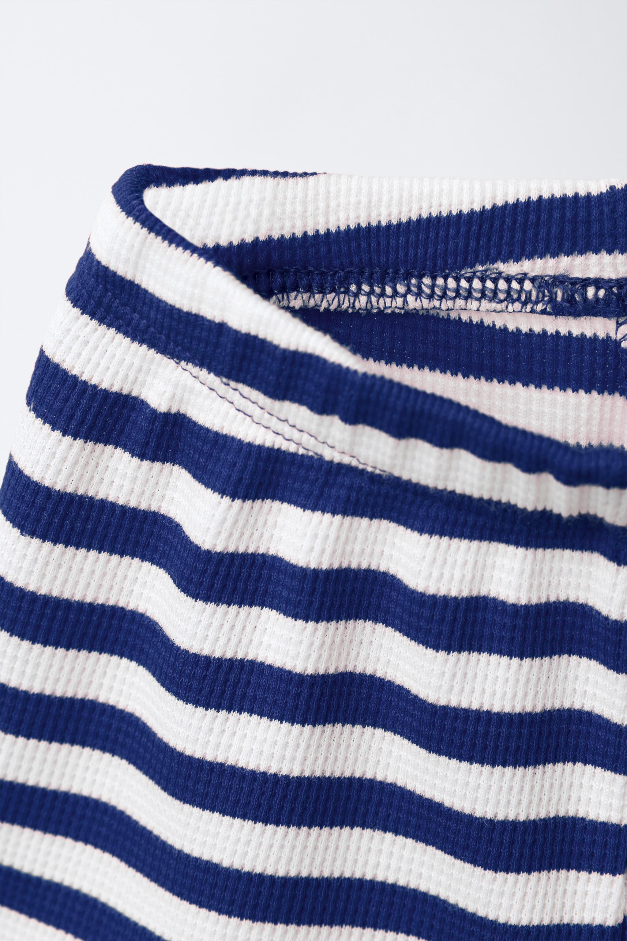 STRIPED WAFFLE KNIT SHIRT AND BERMUDA SET